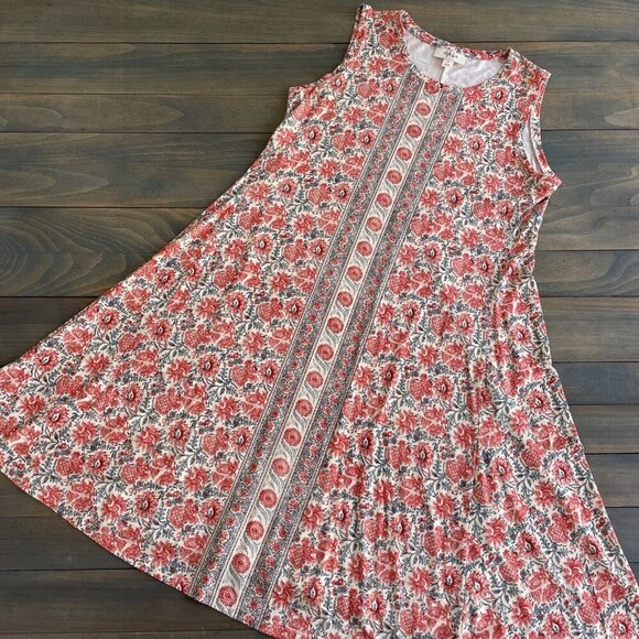 Style & Co Printed Sleeveless Floral Summer Flip Flop Dress Coral - Size M (VV) - Picture 1 of 10